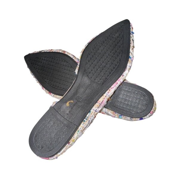 Colorful Tweed Pointed-Toe Flats For Women Fashion Brand Multicolor Slip-On - Picture 4 of 5